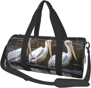Three Pelicans Travel Duffle Bag for Men Women Sport Gym Bag Foldable Weekender Bag Carry on Overnight Bag for Travel Swimming Basketball