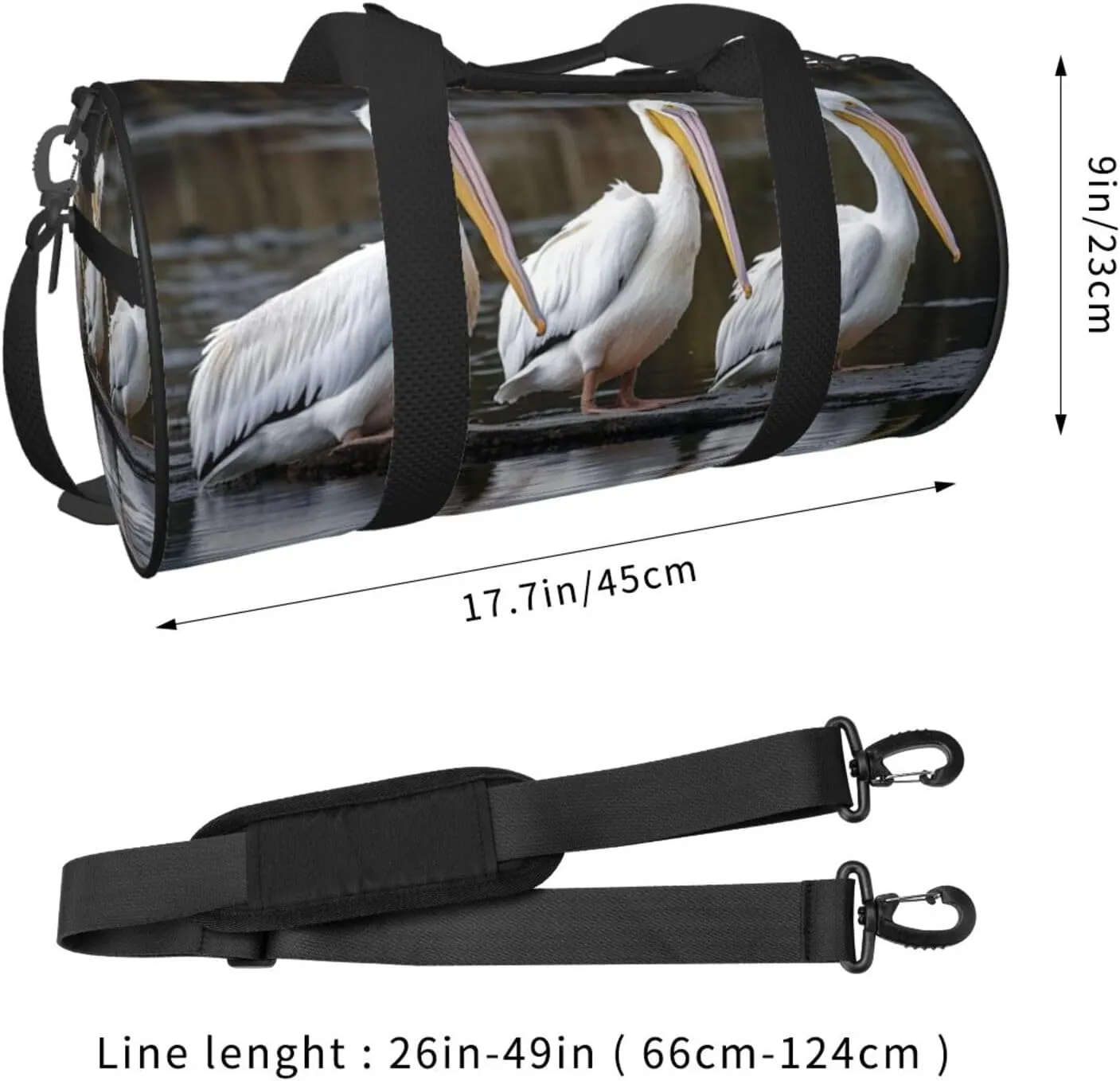 Three Pelicans Travel Duffle Bag for Men Women Sport Gym Bag Foldable Weekender Bag Carry on Overnight Bag for Travel Swimming Basketball