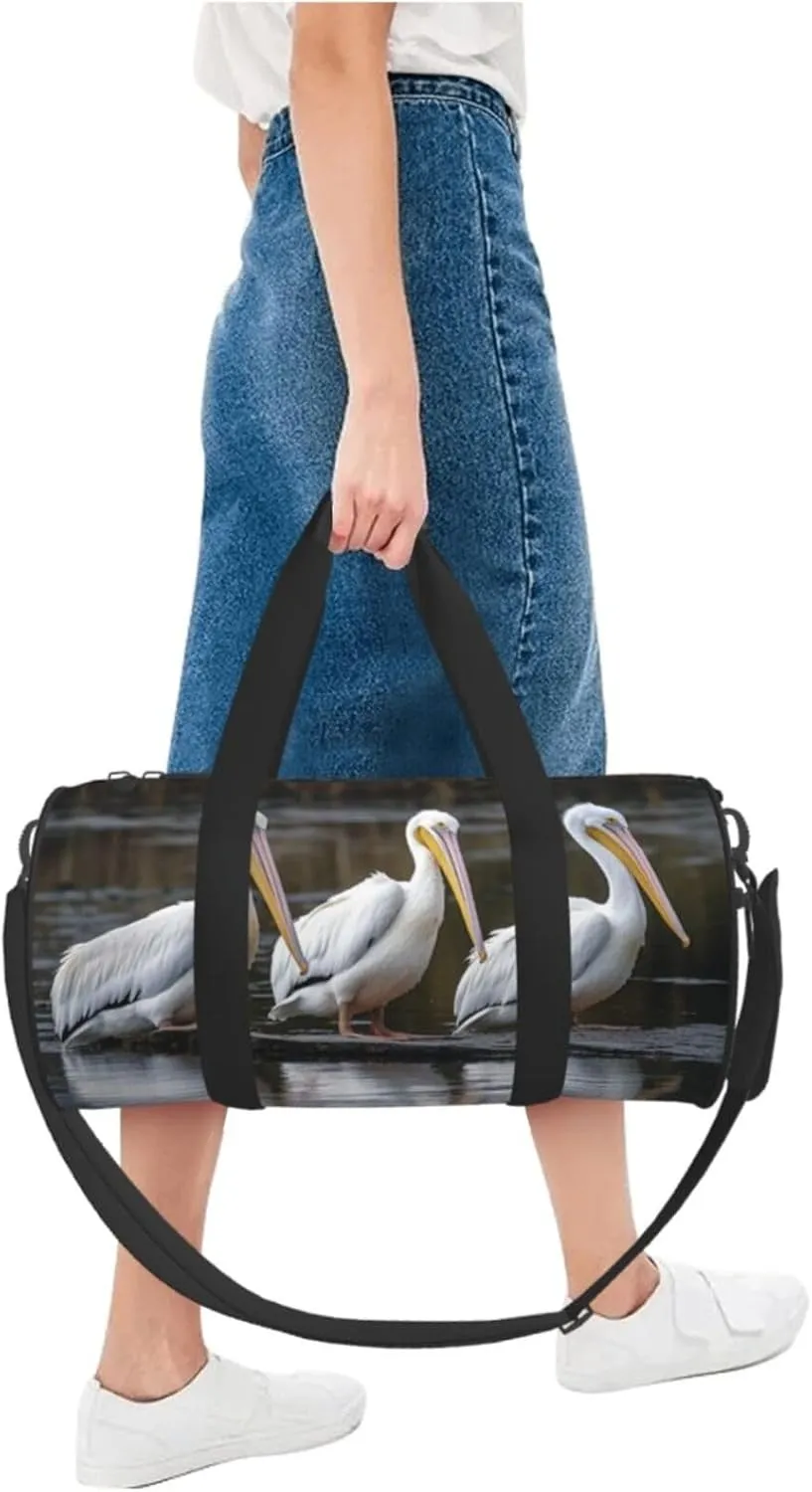 Three Pelicans Travel Duffle Bag for Men Women Sport Gym Bag Foldable Weekender Bag Carry on Overnight Bag for Travel Swimming Basketball