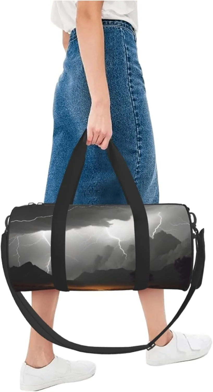 Thunder Landscape Travel Duffle Bag for Men Women Sport Gym Bag Foldable Weekender Bag Carry on Overnight Bag for Travel Swimming Basketball