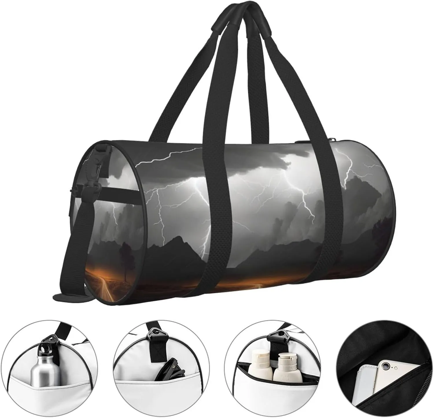 Thunder Landscape Travel Duffle Bag for Men Women Sport Gym Bag Foldable Weekender Bag Carry on Overnight Bag for Travel Swimming Basketball