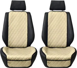 TLH Car Front Seat Protectors Air Bag Compatible Neo Supreme Luxury Diamond Design Universal Seat Covers, Beige Pair