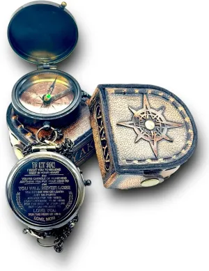 to My Son Engraved Compass with Leather Case – Black Antique Finish | Inspirational Gift for Son from Mom/Dad | Birthday, Graduation, or Special Occasion Keepsake