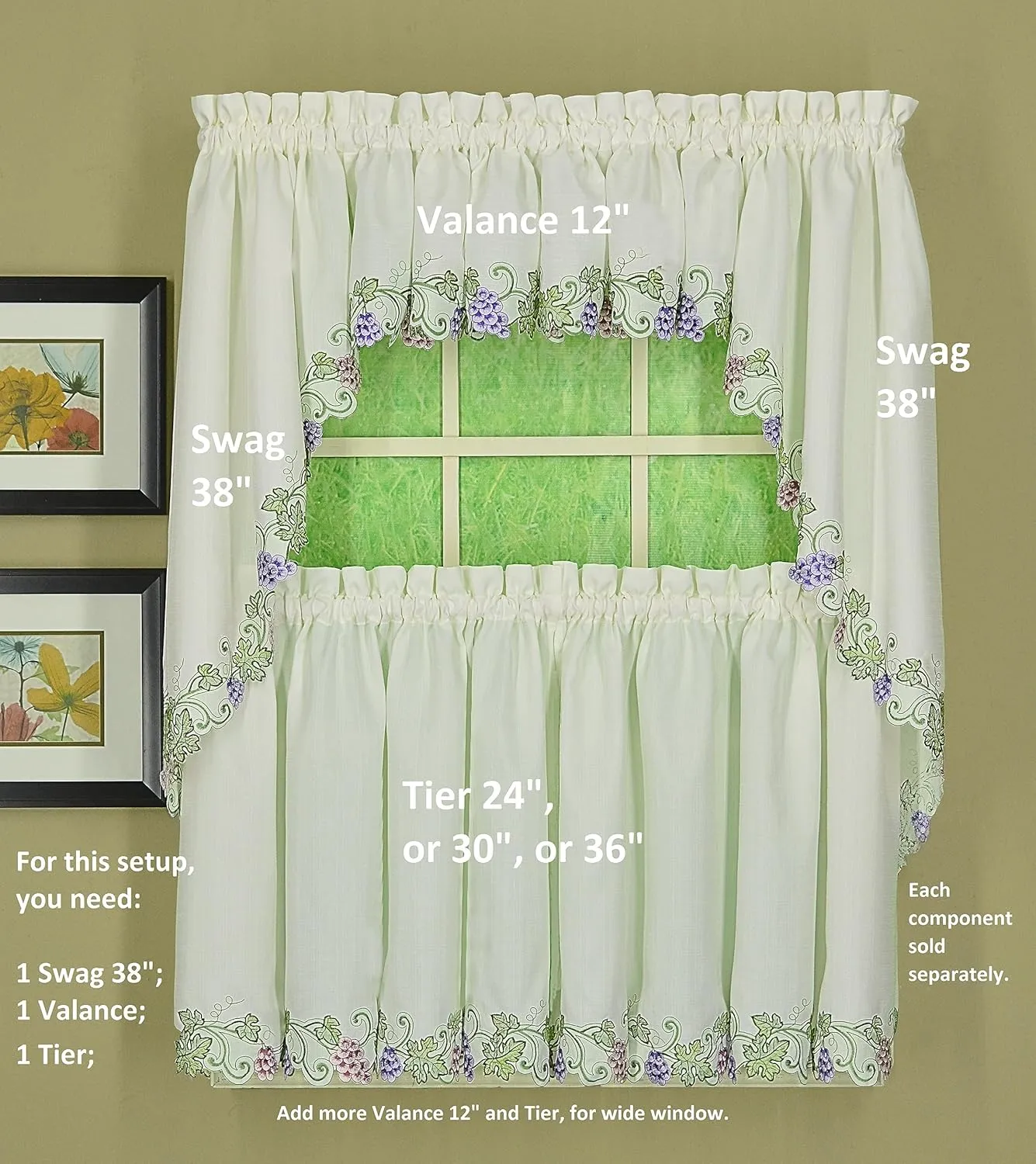 Today's Curtain Sonoma Kitchen Tier 24" Ecru/Multi