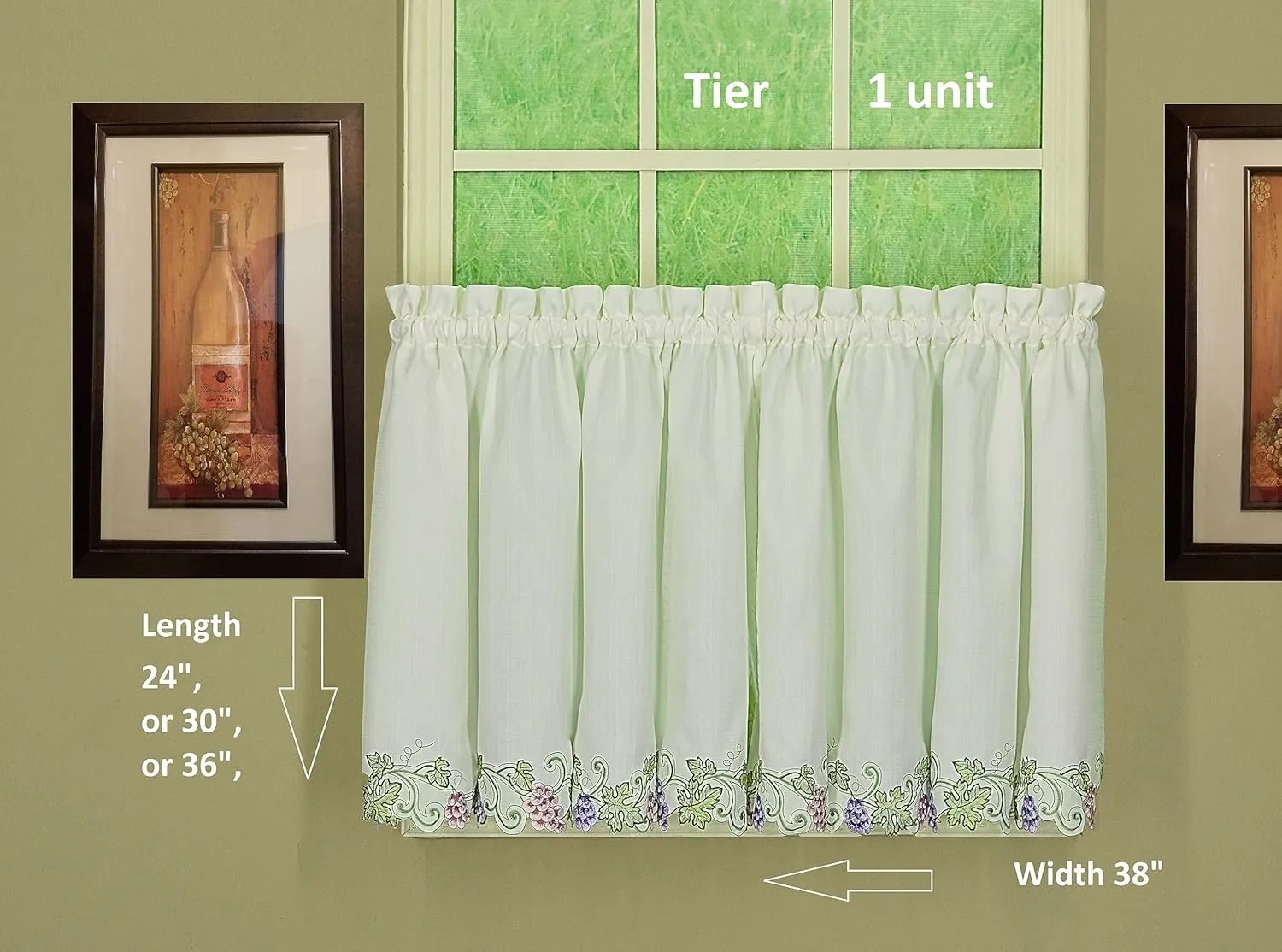Today's Curtain Sonoma Kitchen Tier 24" Ecru/Multi