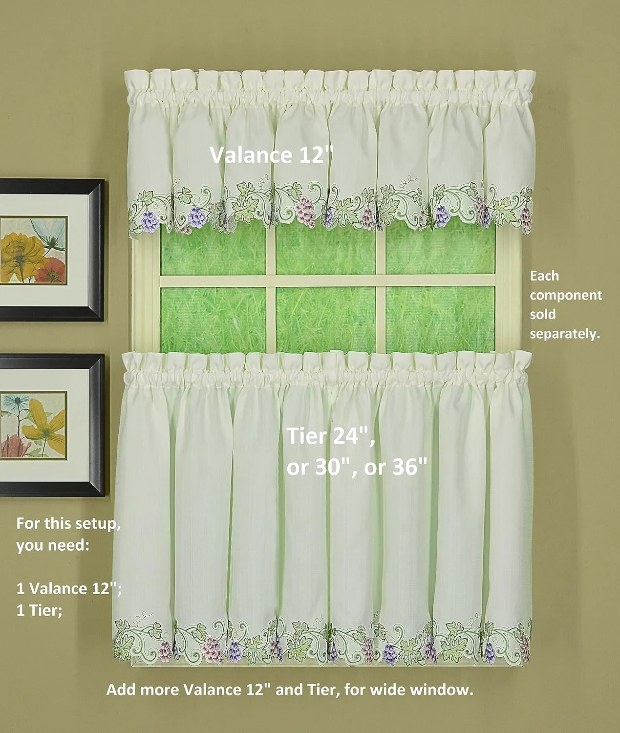 Today's Curtain Sonoma Kitchen Tier 24" Ecru/Multi
