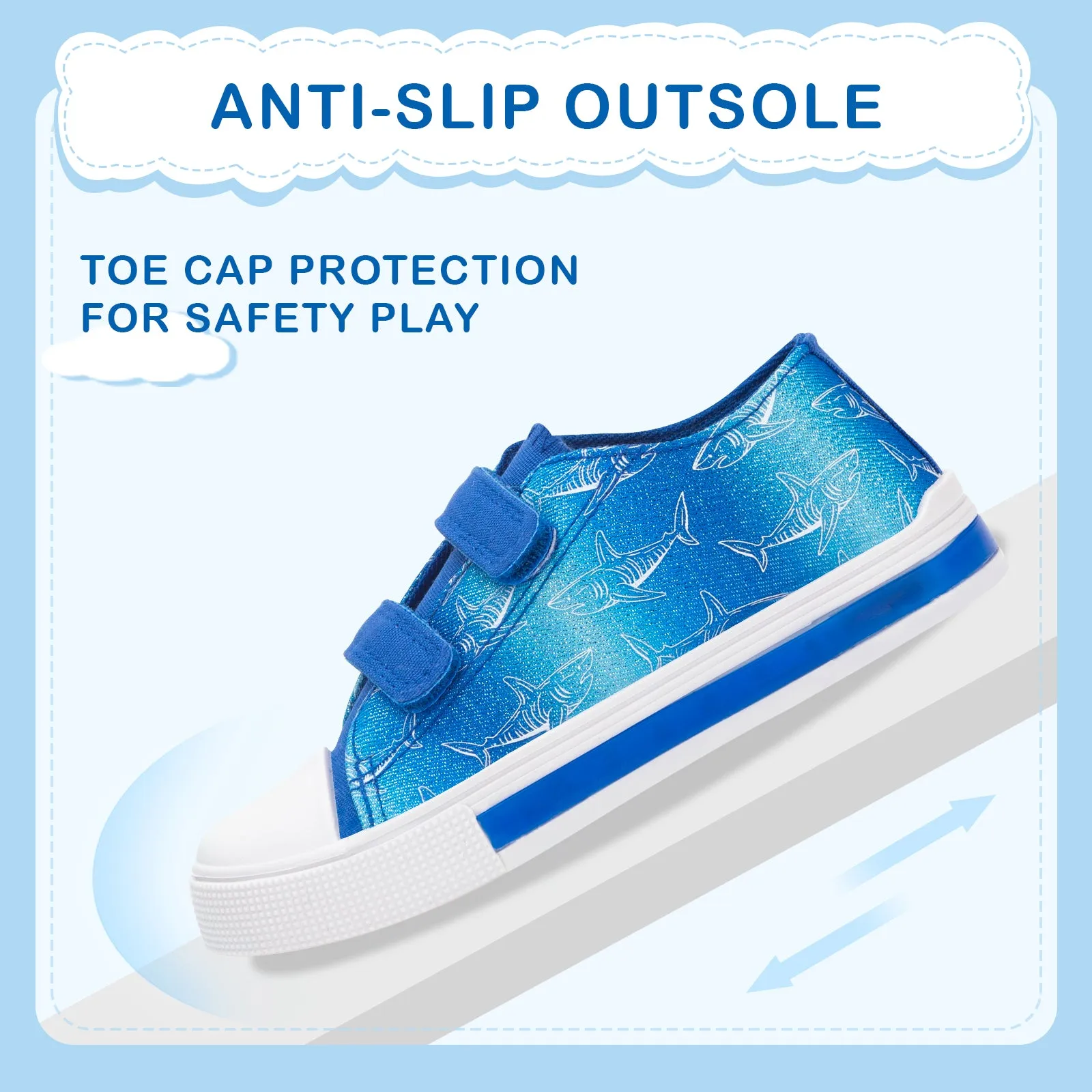 Toddler Light Up Canvas Shoes Dual Straps Sneakers
