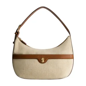 Tommy Bahama Lurex Linen Zip-Top Hobo, NATURAL