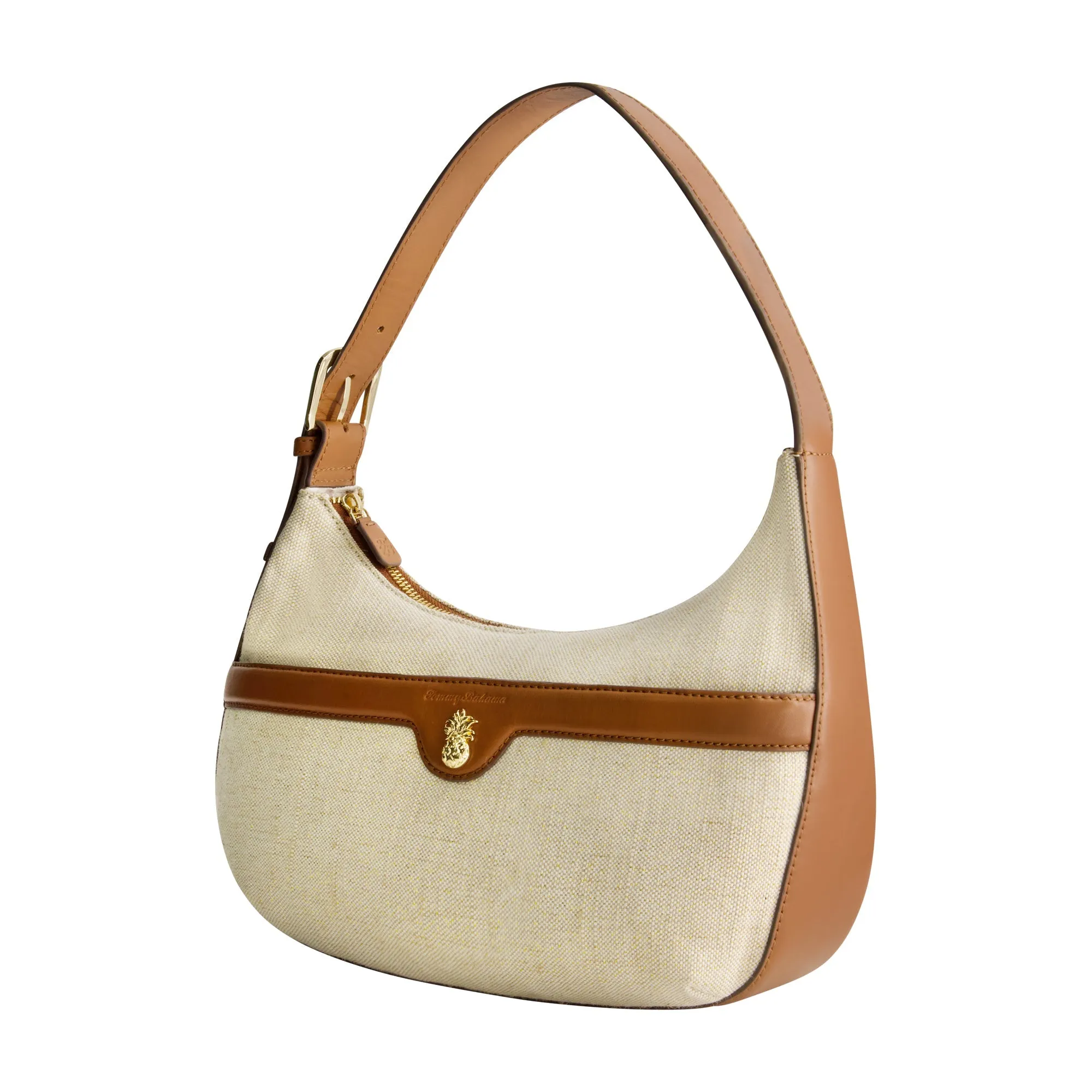Tommy Bahama Lurex Linen Zip-Top Hobo, NATURAL