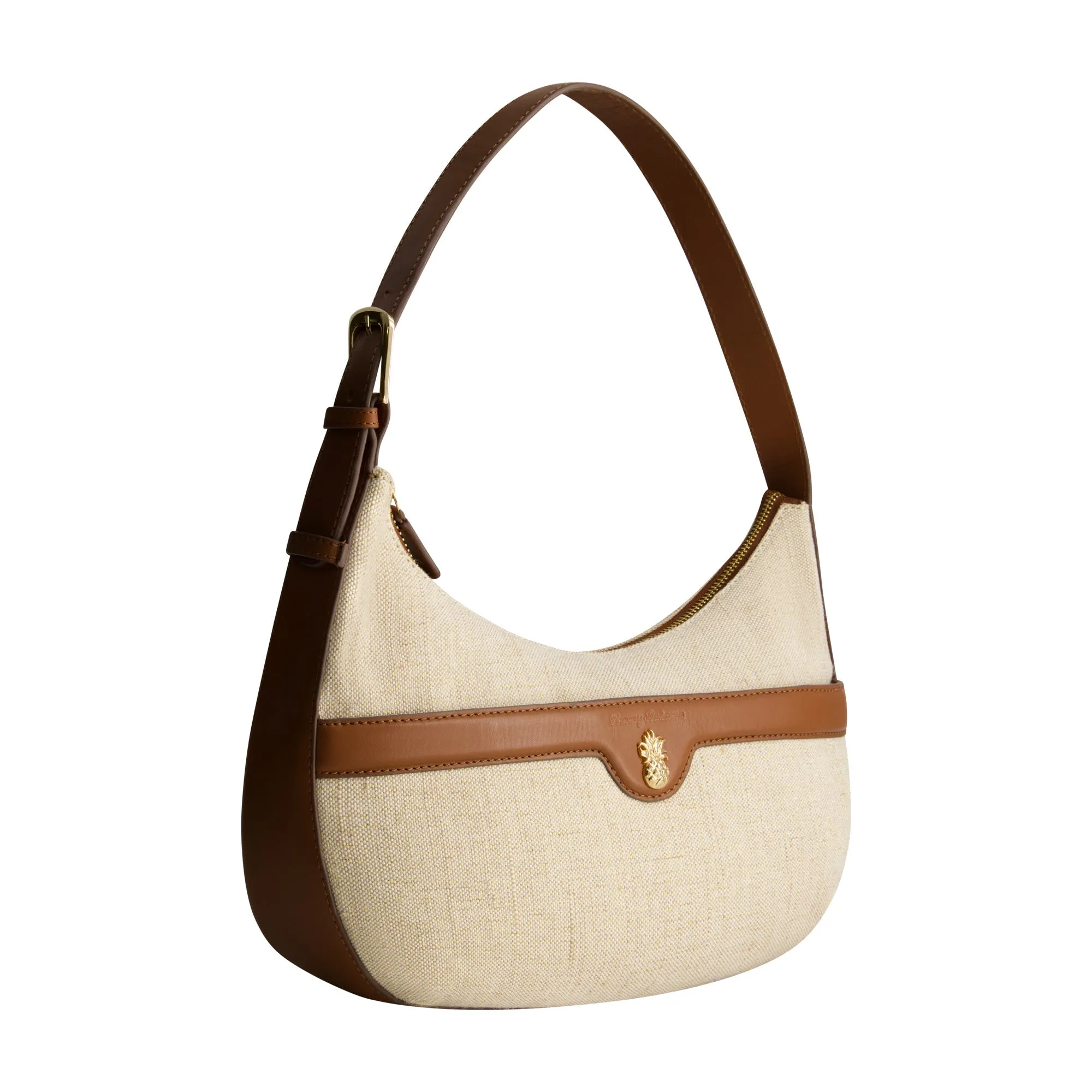 Tommy Bahama Lurex Linen Zip-Top Hobo, NATURAL