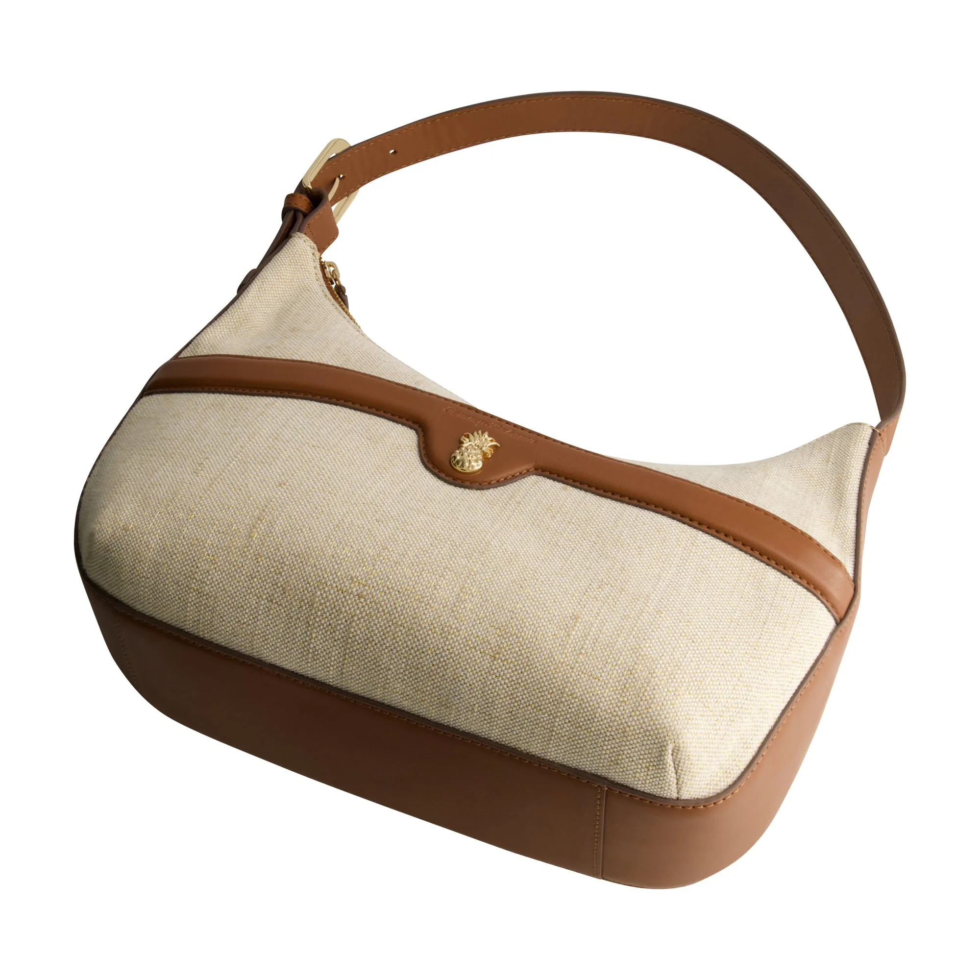 Tommy Bahama Lurex Linen Zip-Top Hobo, NATURAL