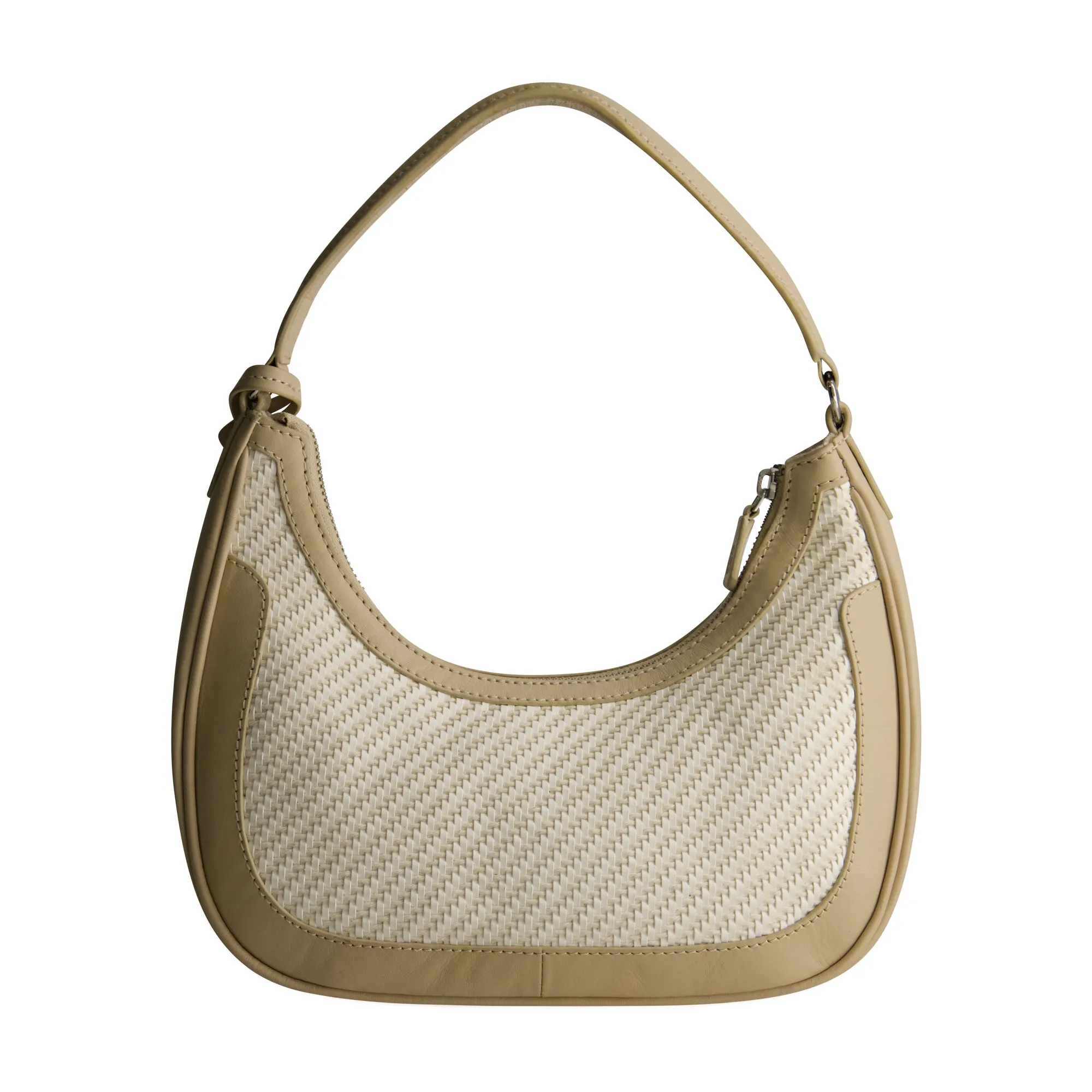 Tommy Bahama Soft Woven Zip-Top Hobo, TAN/WHITE