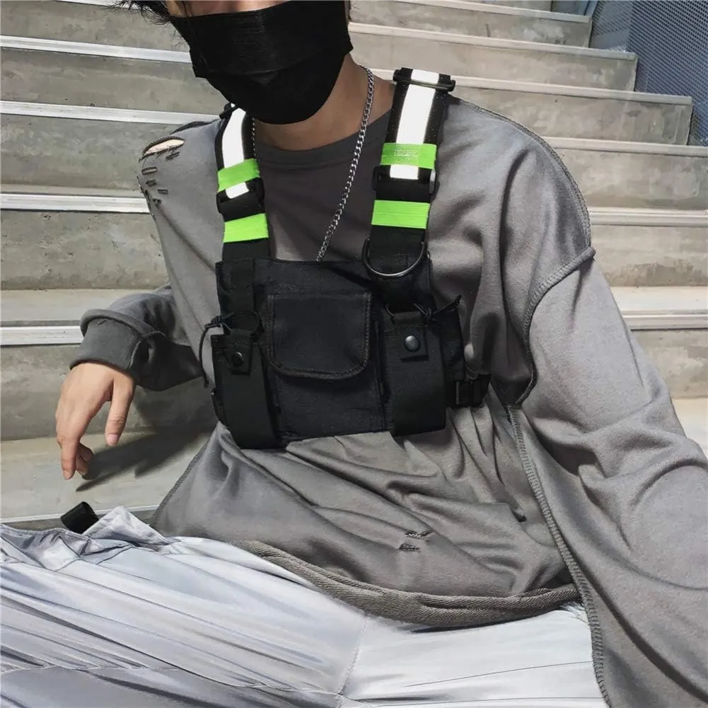 Tool Vest,Chest Rig Bag Men Women Multi-Pocket Vest Hip Hop Chest Pack Functional Utility Vest for Men