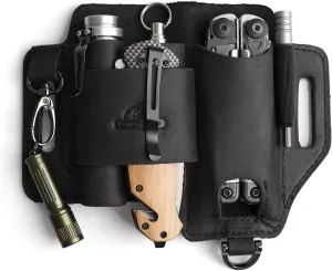 Topstache Leather Multitool Sheath,EDC Belt Organizer for Work and Daily Use,Leatherman Sheath,EDC Pocket Organizer for Flashlight and Multitool,Gifts for Men,Leather Sheath for Multitool