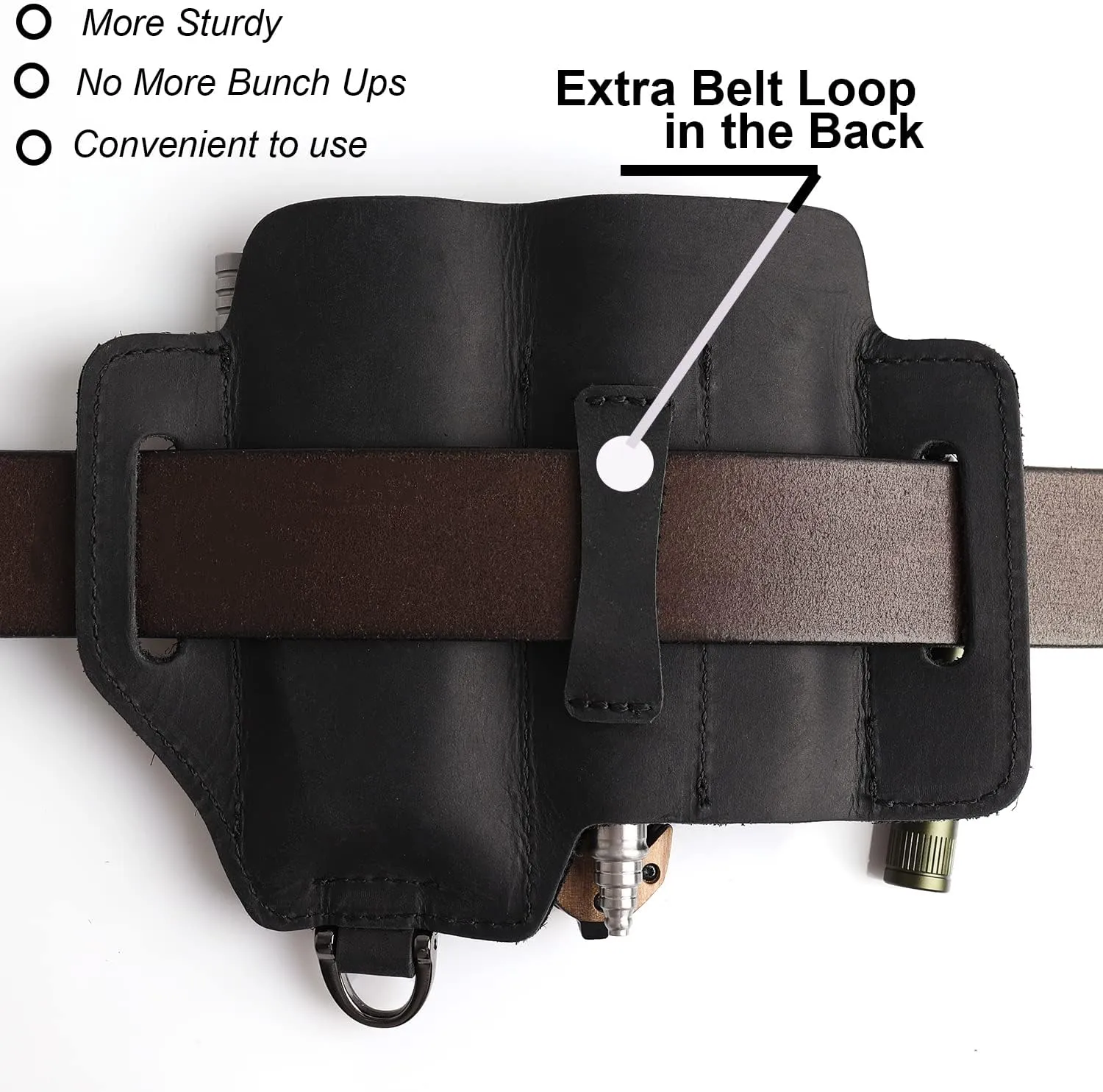 Topstache Leather Multitool Sheath,EDC Belt Organizer for Work and Daily Use,Leatherman Sheath,EDC Pocket Organizer for Flashlight and Multitool,Gifts for Men,Leather Sheath for Multitool