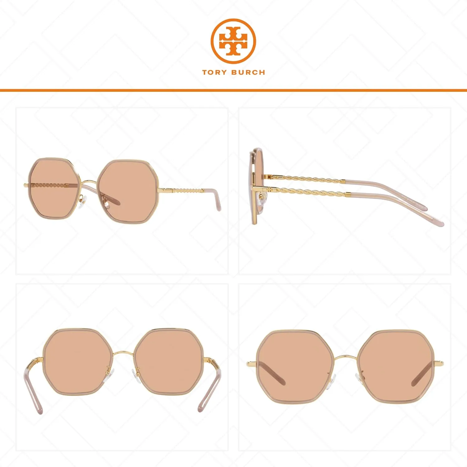 Tory Burch TY6092 Hexagonal Sunglasses for Women   BUNDLE With Designer iWear Eyewear Kit