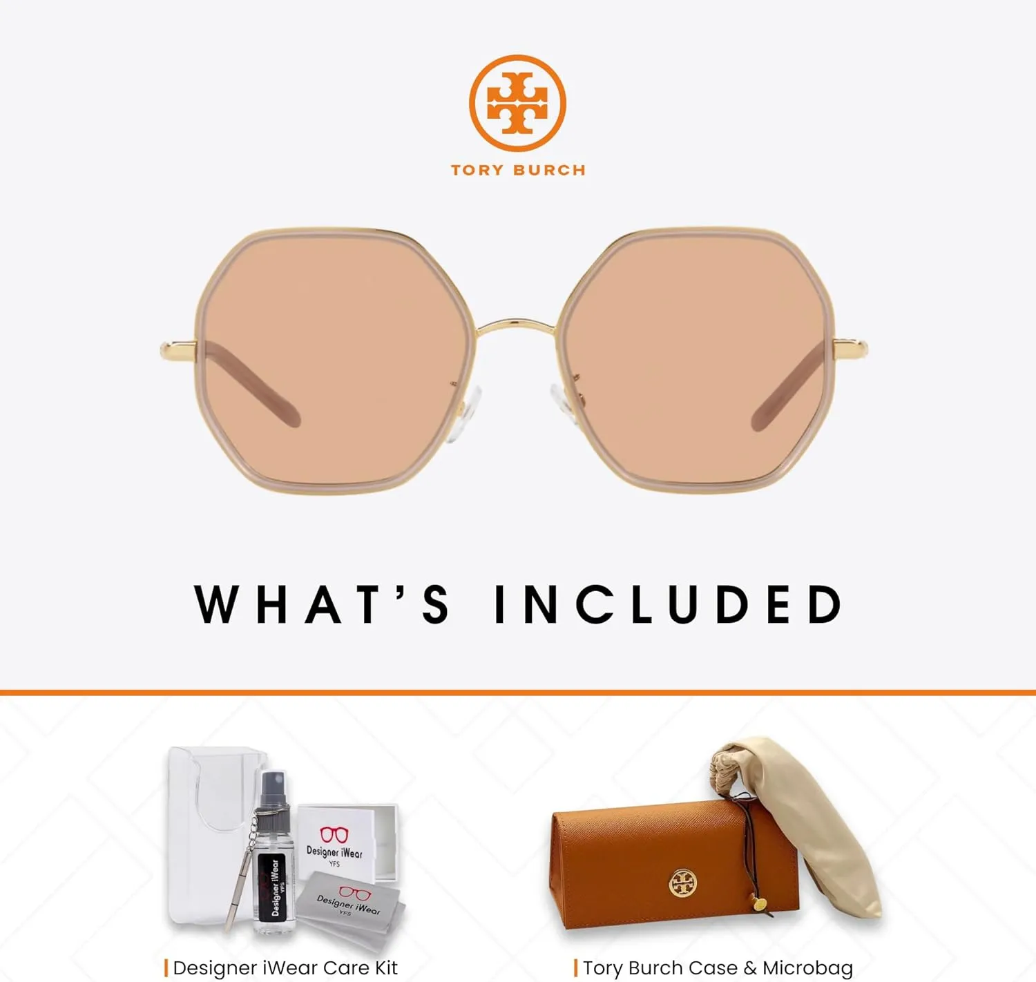 Tory Burch TY6092 Hexagonal Sunglasses for Women   BUNDLE With Designer iWear Eyewear Kit