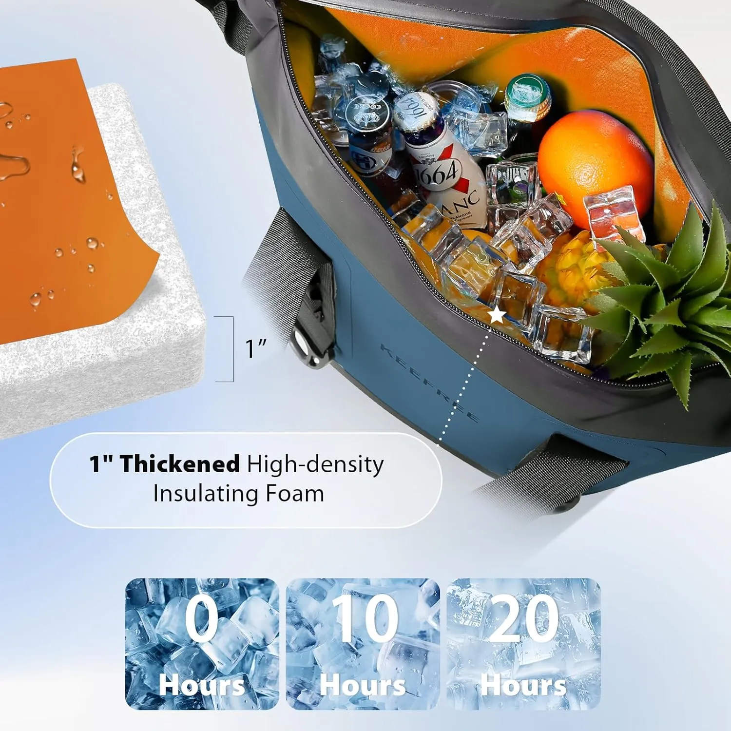 Tote Cooler 20 Can Insulated Soft Cooler Bag Waterproof Handbag Shoulder Bag for Lunch Drink Beverage Picnic BBQ Beach Hiking Fishing Camping Travel