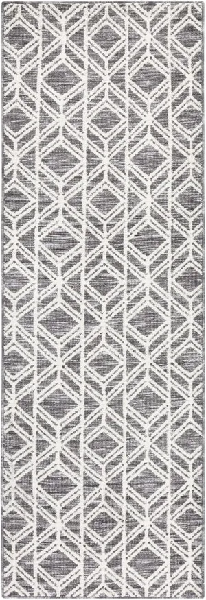 TOWN & COUNTRY EVERYDAY Walker Modern Diamond Everwash™ Washable Multi-Use Decorative Rug, Tufted Kitchen Runner Rug, Low-Profile Door Mat, Bath Rug with Non-Slip Backing, Dark Grey, 24"x72"