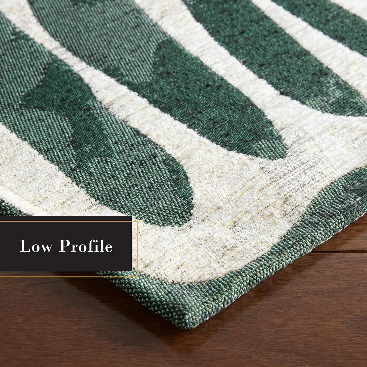 TOWN & COUNTRY LUXE Livie Matisse Cutout Everwash® Washable Multi-Use Decorative Rug, Kitchen Runner Rug, Low-Profile Door Mat, Bedroom Rug and Dorm Room Rug with Non-Slip Backing, Green, 24"x72"