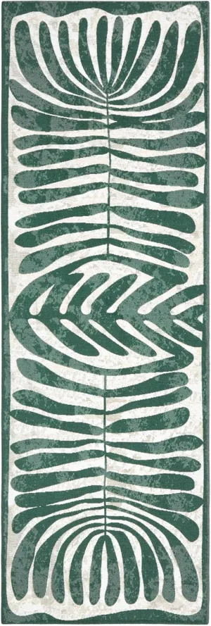TOWN & COUNTRY LUXE Livie Matisse Cutout Everwash® Washable Multi-Use Decorative Rug, Kitchen Runner Rug, Low-Profile Door Mat, Bedroom Rug and Dorm Room Rug with Non-Slip Backing, Green, 24"x72"