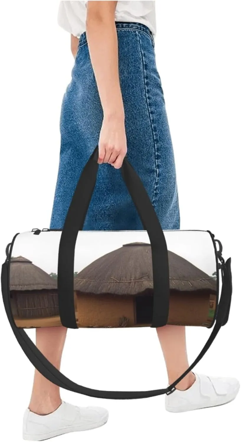 Traditional housing in ghana Travel Duffle Bag for Men Women Sport Gym Bag Foldable Weekender Bag Carry on Overnight Bag for Travel Swimming Basketball