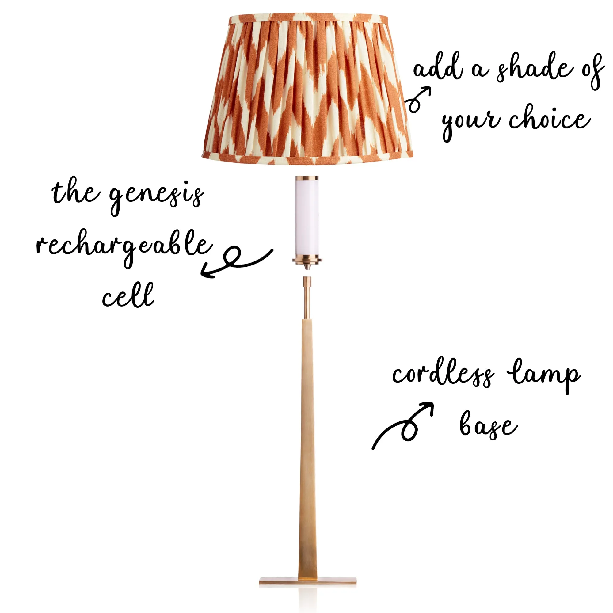 Trafalgar rechargeable table lamp in antique brass