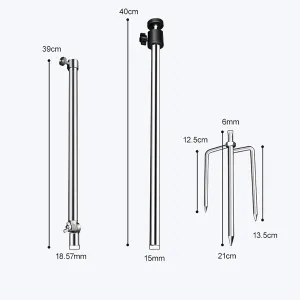 Trail & Game&Action Camera Mounting Holder Fishing Stake Stand Trail Camera Accessories, Thick Foldable Stainless Steel Bracket 360° Adjustable Universal Thread Connection 1/4''-20 (6 mm)