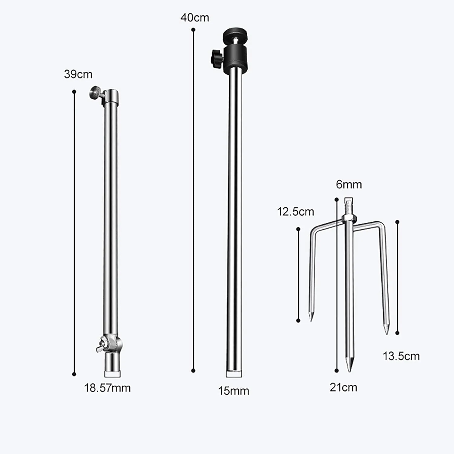 Trail & Game&Action Camera Mounting Holder Fishing Stake Stand Trail Camera Accessories, Thick Foldable Stainless Steel Bracket 360° Adjustable Universal Thread Connection 1/4''-20 (6 mm)