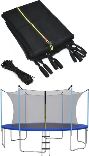 Trampoline Safety Net Replacement, 16FT Round Trampoline Accessories with Zippers and Buckles, UV Resistant Tear Resistant Trampoline Enclosure Surround Netting, Net Only