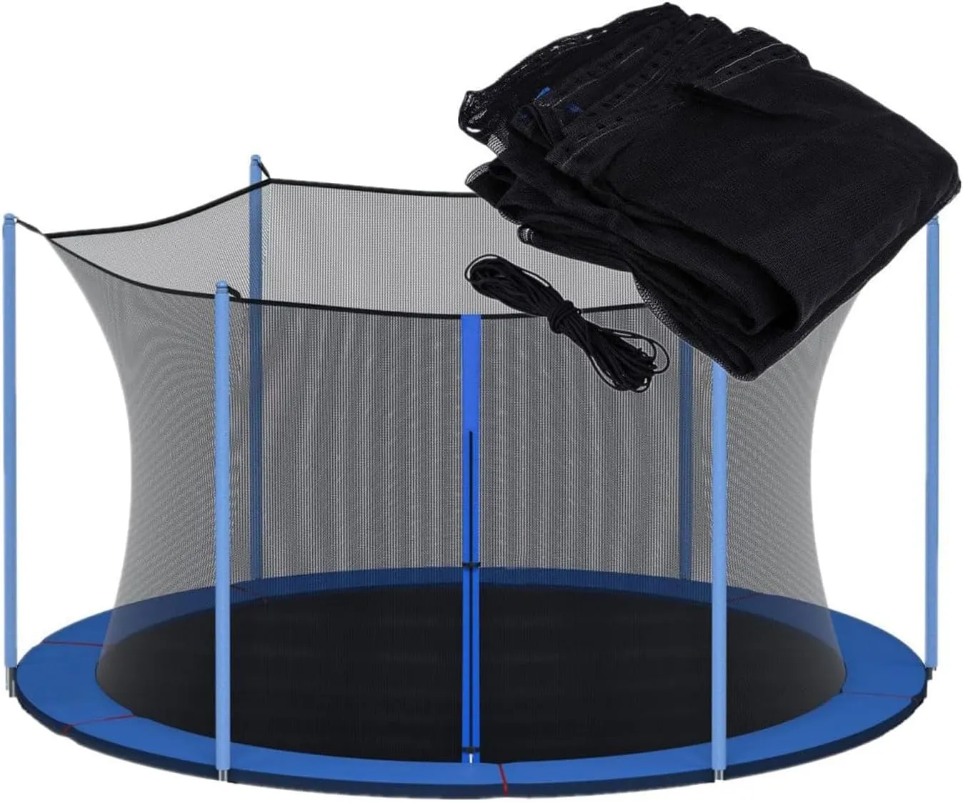 Trampoline Safety Net Replacement, for 8 Poles Round Trampoline, Trampoline Enclosure Surround Netting with Zippers and Buckles, UV Resistant Tear Resistant