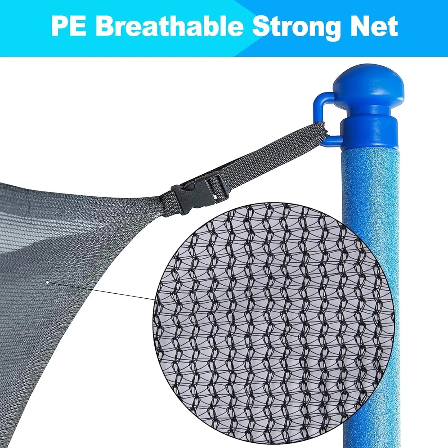 Trampoline Safety Net Replacement, for 8 Poles Round Trampoline, Trampoline Enclosure Surround Netting with Zippers and Buckles, UV Resistant Tear Resistant