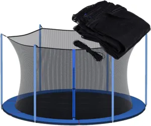 Trampoline Safety Net Replacement, for 8 Poles Round Trampoline, Trampoline Enclosure Surround Netting with Zippers and Buckles, UV Resistant Tear Resistant