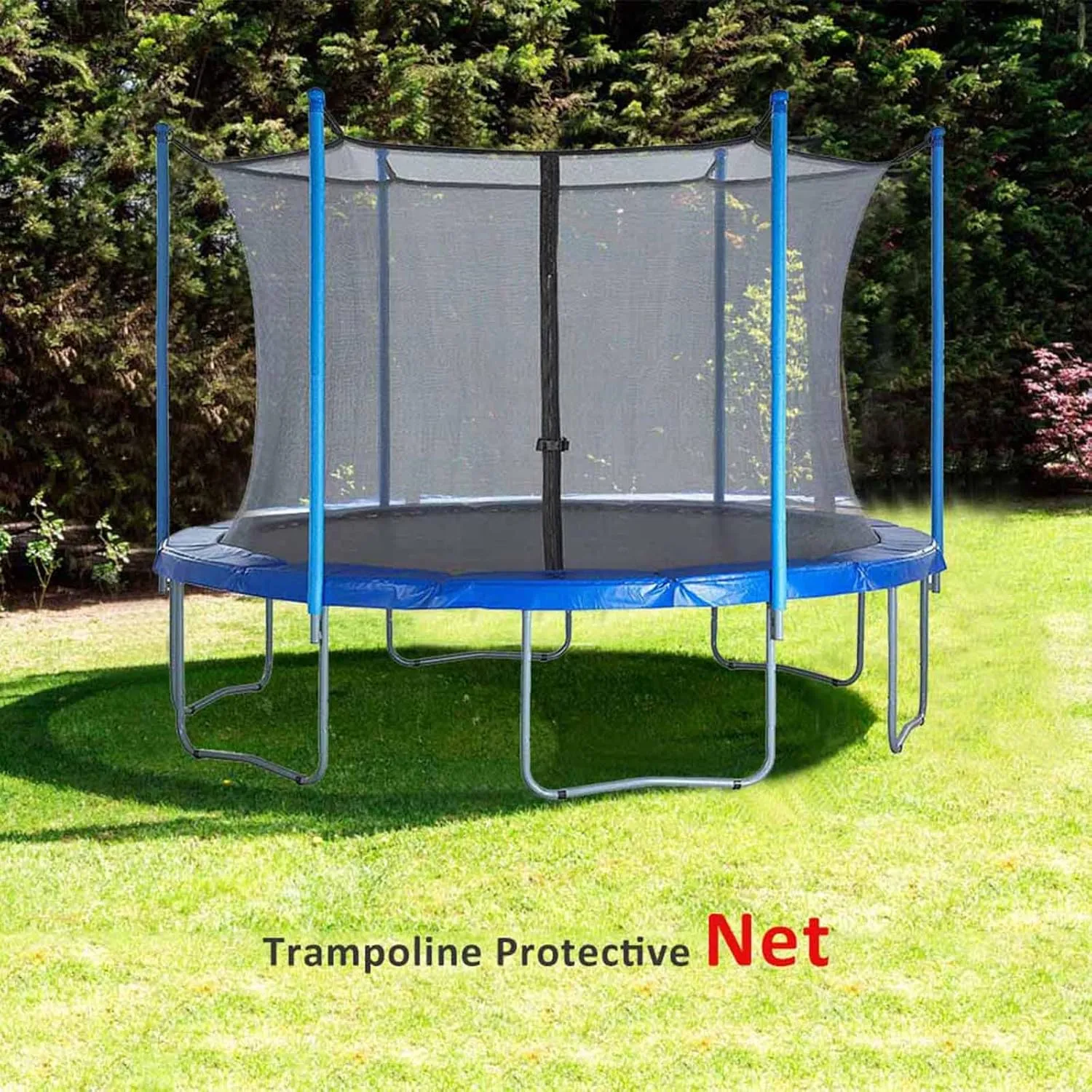 Trampoline Safety Net Replacement, for 8 Poles Round Trampoline, Trampoline Enclosure Surround Netting with Zippers and Buckles, UV Resistant Tear Resistant