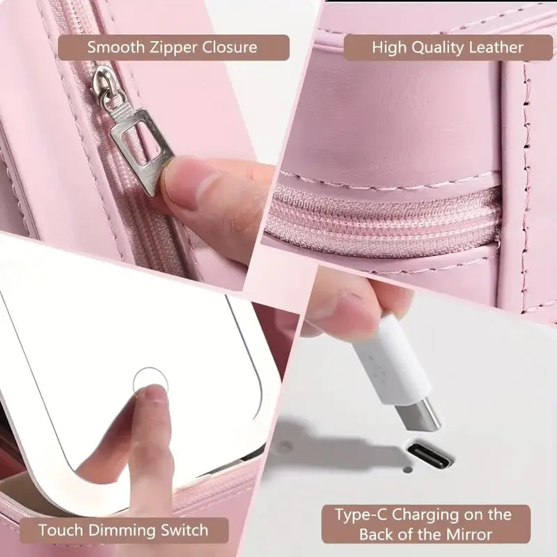 Travel Compact Touch Screen Tabletop Cosmetic Makeup Mirror with LED and 1200mAh
