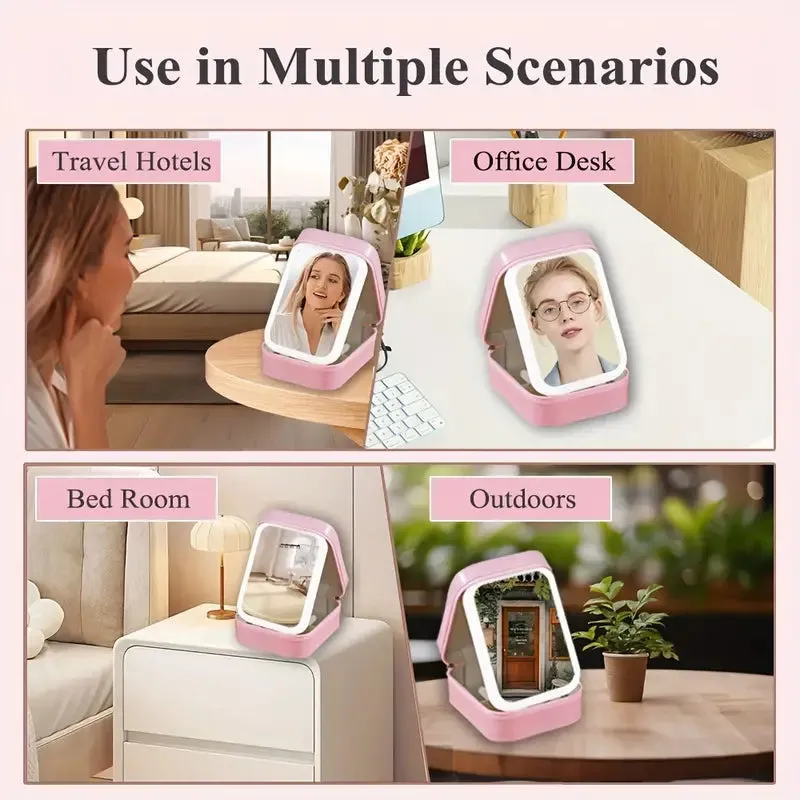 Travel Compact Touch Screen Tabletop Cosmetic Makeup Mirror with LED and 1200mAh