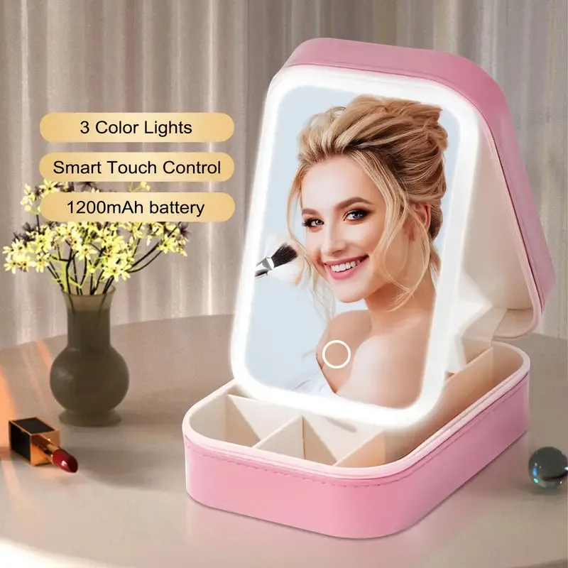 Travel Compact Touch Screen Tabletop Cosmetic Makeup Mirror with LED and 1200mAh