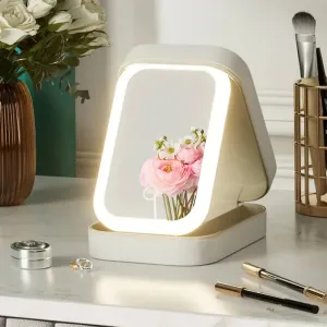 Travel Compact Touch Screen Tabletop Cosmetic Makeup Mirror with LED and 1200mAh
