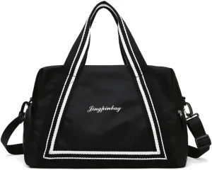 Travel Duffel Bag, Sports Tote Gym Bag for Women, Shoulder Weekender Overnight Bag with with Wet Pocket and Shoes Compartment (black)