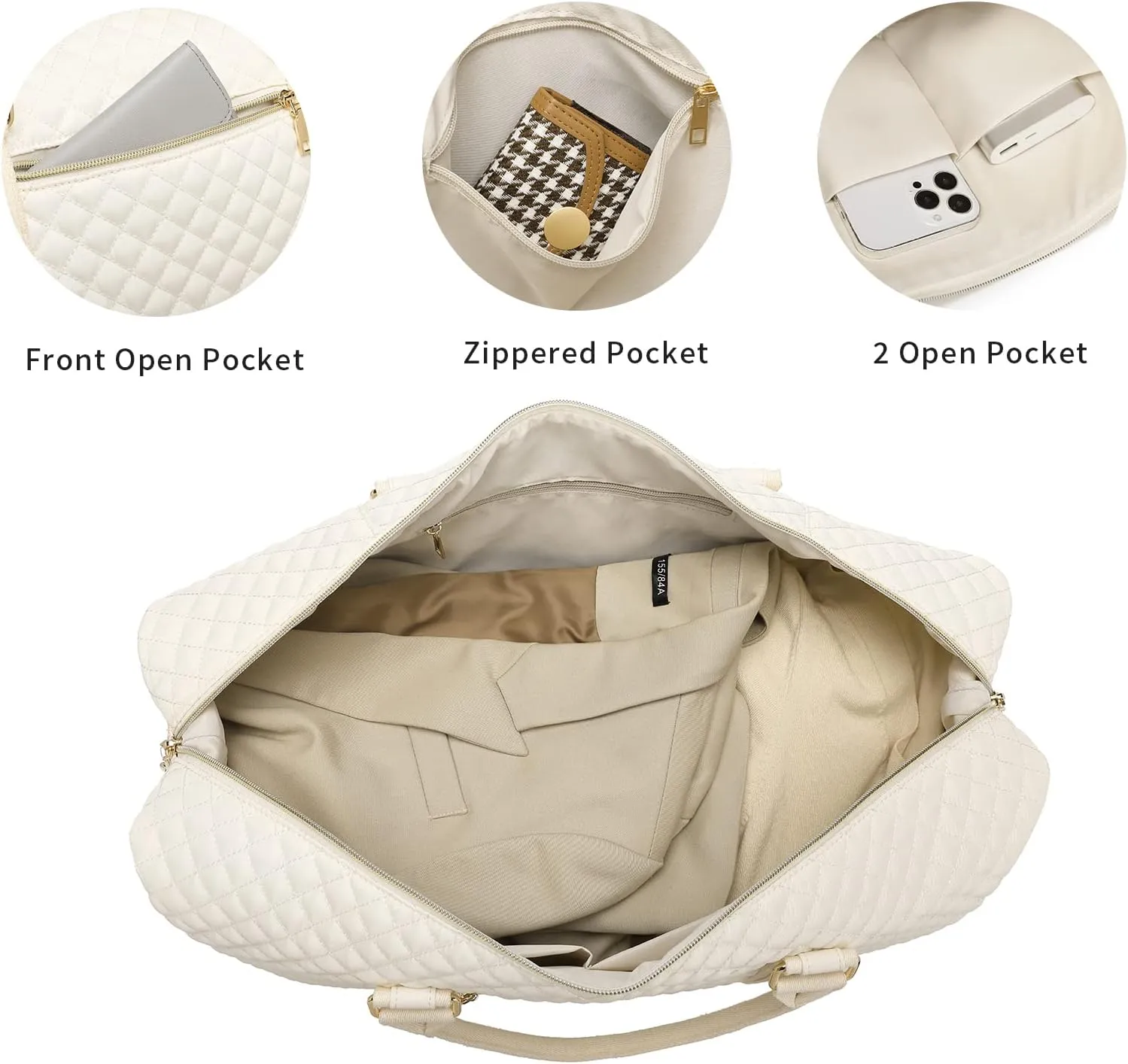 Travel Duffel Bags for Women,Weekender Overnight Bag with Shoe Pouch Large Carry On Bag Travel Tote Duffel Bag for Women (Beige)