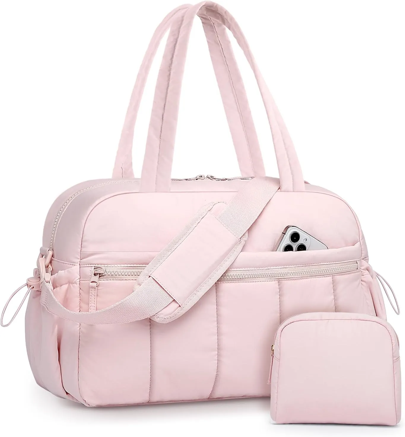Travel Duffle Bag for Women: Weekender Bags with Toiletry Bag Gym Yoga Bag with Wet Pocket Hospital Bags Pink