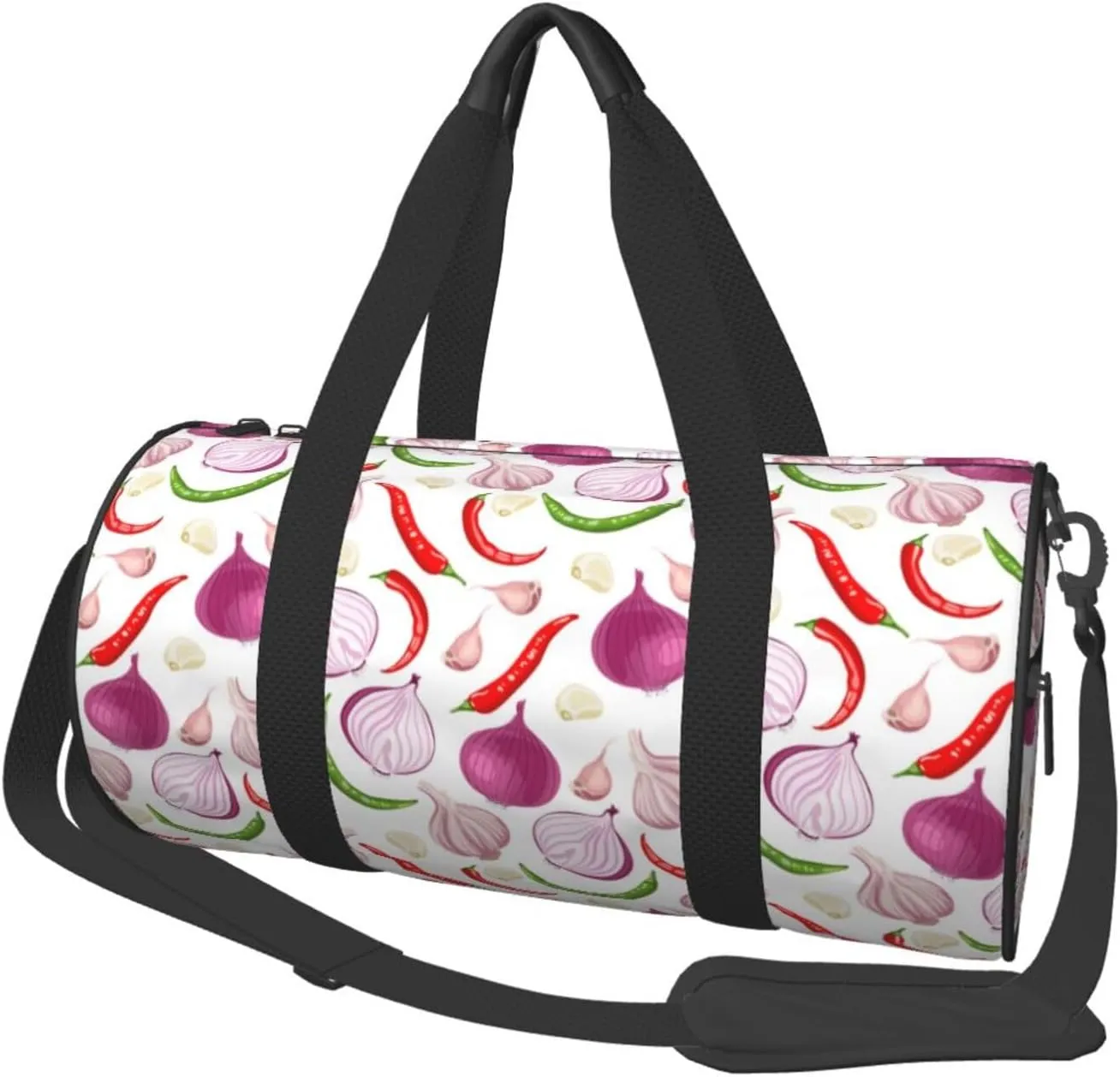 Travel Duffle Bag, Onion garlic bell pepper Sports Gym Bag for Women Men, Carry On Bag Weekender Overnight Duffel Bag, Personal Item Travel Bag
