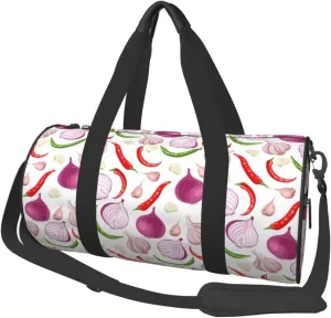 Travel Duffle Bag, Onion garlic bell pepper Sports Gym Bag for Women Men, Carry On Bag Weekender Overnight Duffel Bag, Personal Item Travel Bag