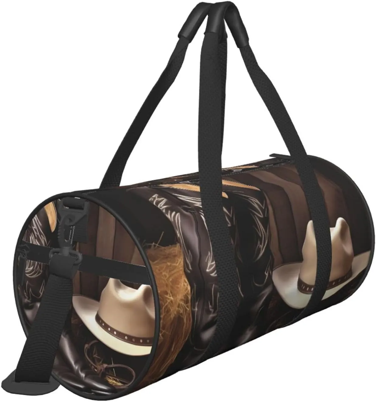 Travel Duffle Bag Weekender Bags For Men Women With Shoe Compartment Large Capacity Weekender Overnight Bag Cowboy Black Hat Western Boots Carry On Tote Bags Sport Gym Bag For Travel Yoga