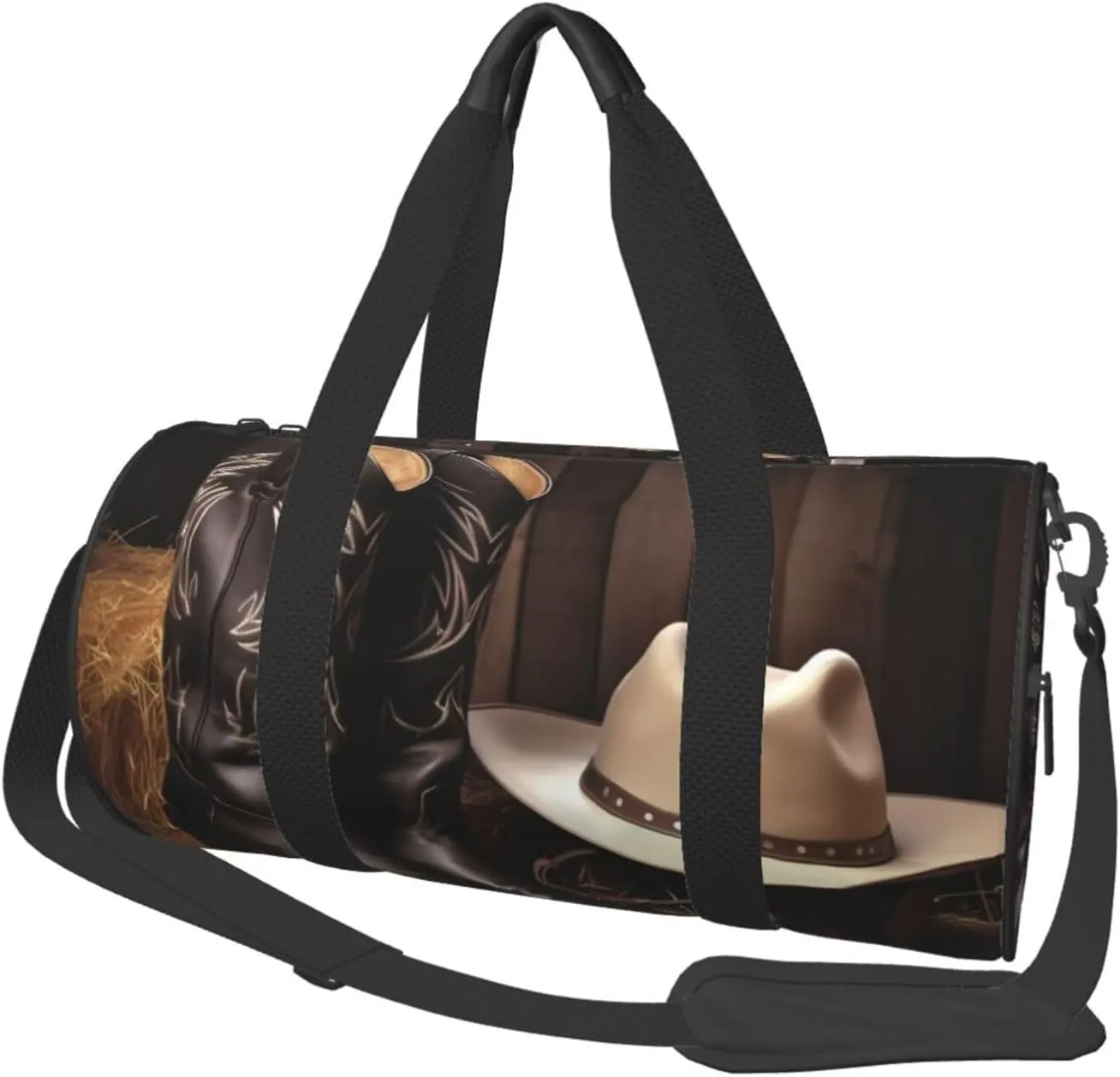 Travel Duffle Bag Weekender Bags For Men Women With Shoe Compartment Large Capacity Weekender Overnight Bag Cowboy Black Hat Western Boots Carry On Tote Bags Sport Gym Bag For Travel Yoga