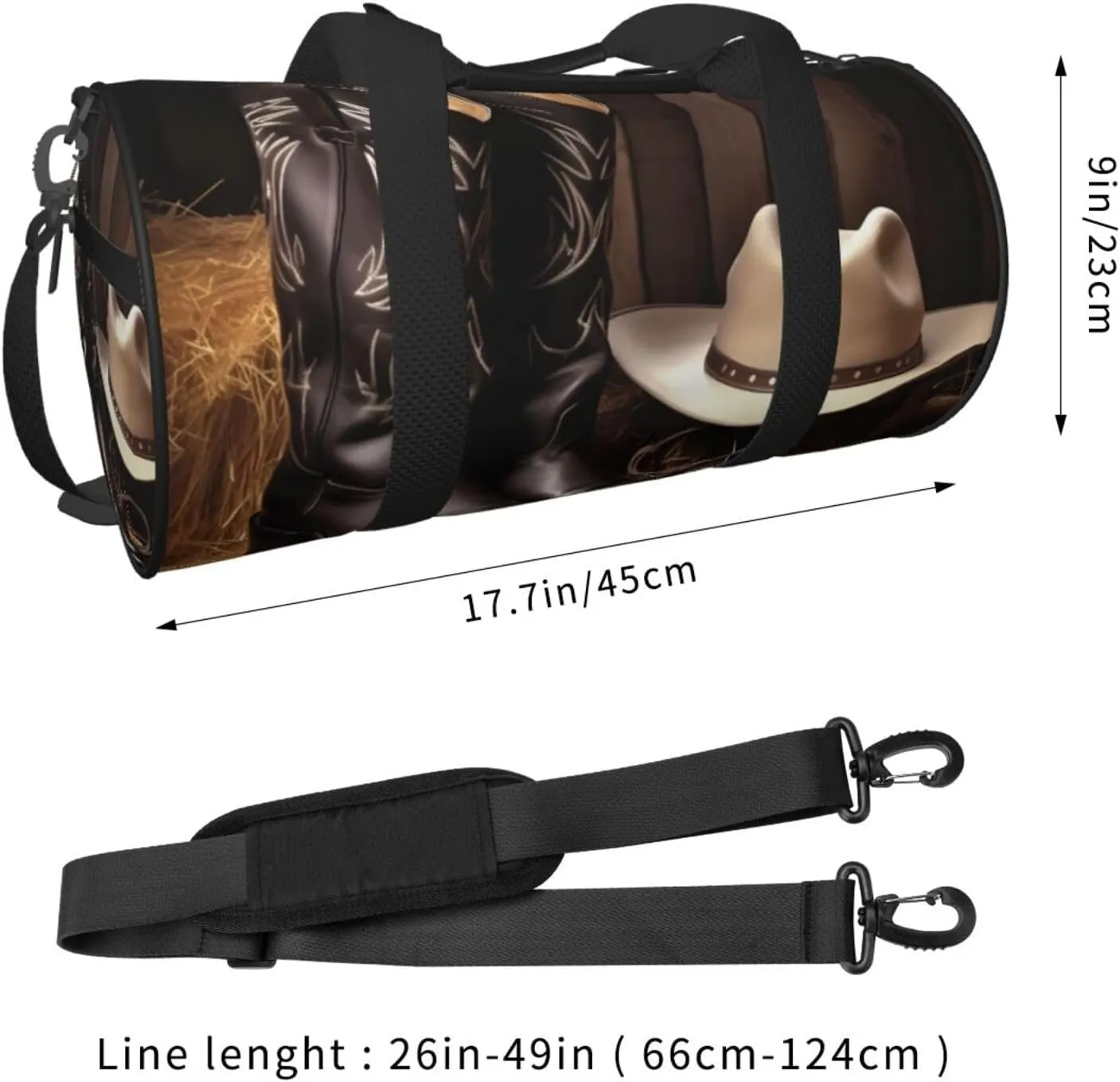 Travel Duffle Bag Weekender Bags For Men Women With Shoe Compartment Large Capacity Weekender Overnight Bag Cowboy Black Hat Western Boots Carry On Tote Bags Sport Gym Bag For Travel Yoga