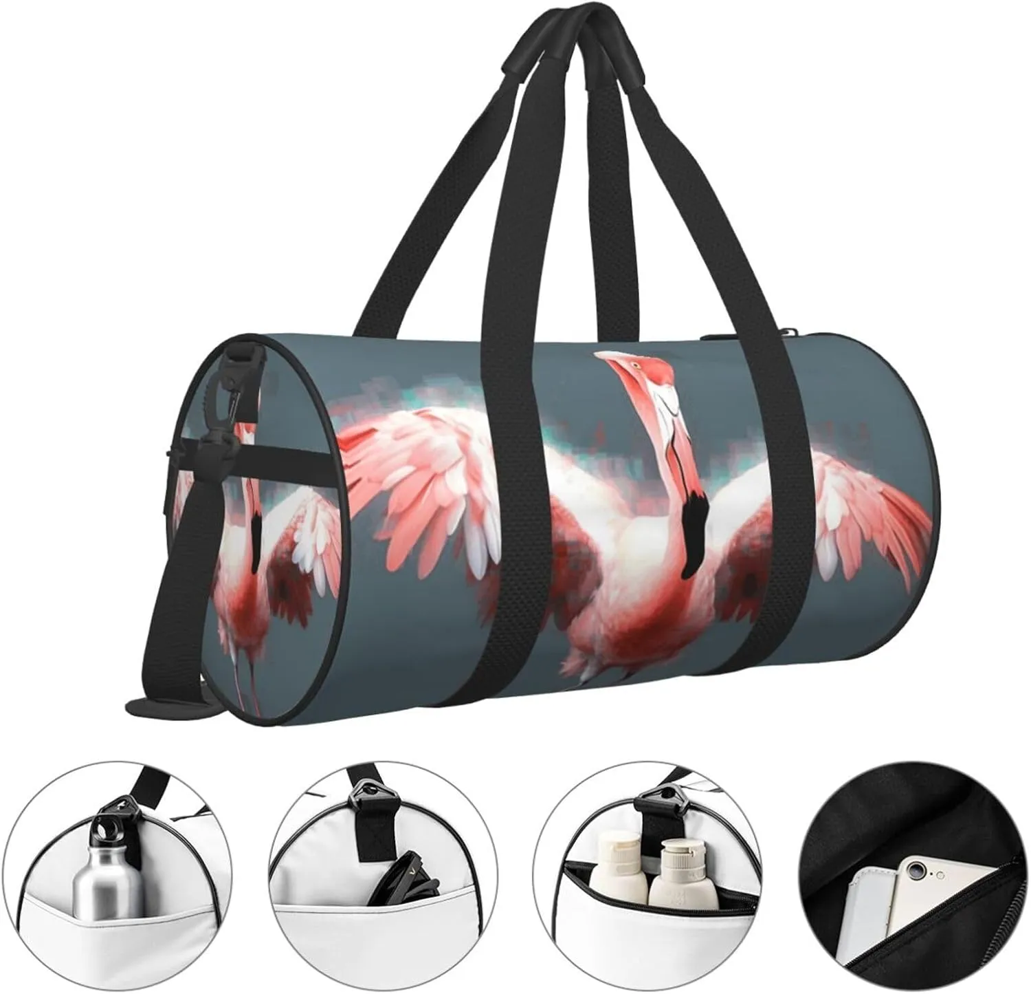 Travel Duffle Bag Weekender Bags for Men Women with Shoe Compartment Large Capacity Weekender Overnight Bag Flamingo Carry On Tote Bags Sport Gym Bag for Travel Yoga