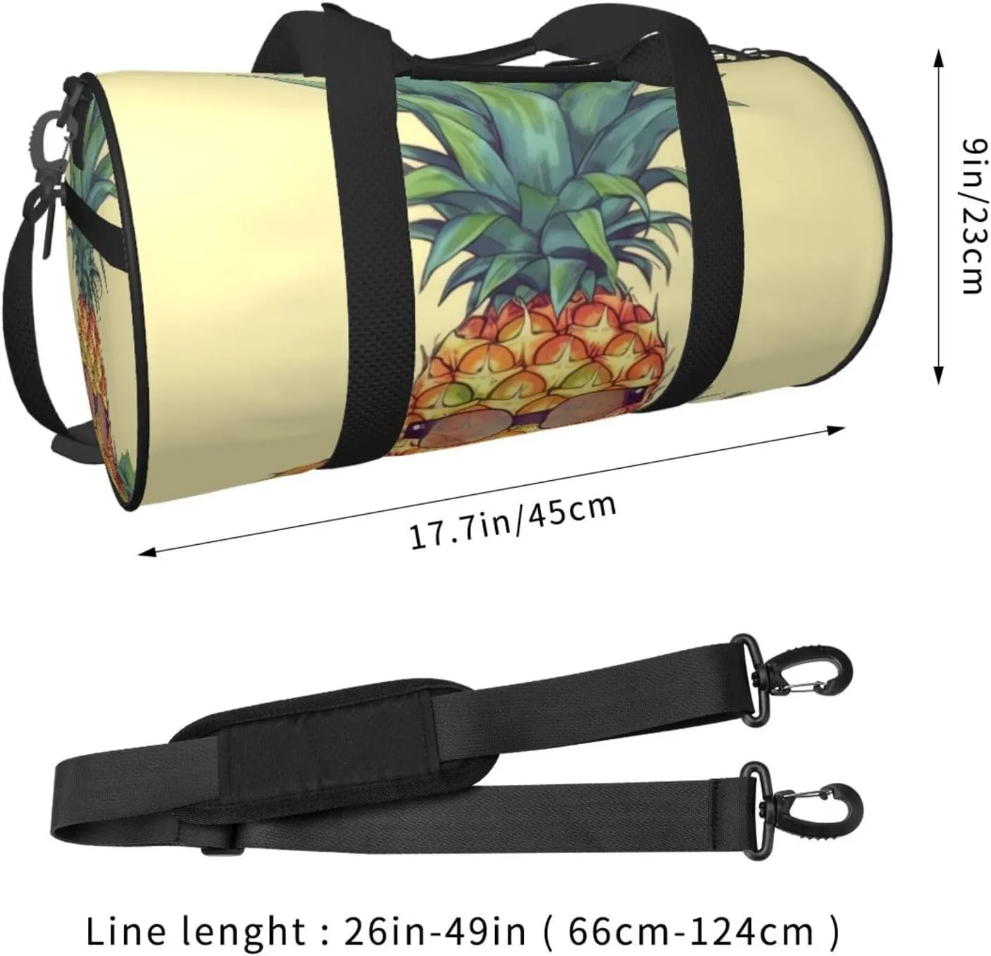 Travel Duffle Bag Weekender Bags for Men Women with Shoe Compartment Large Capacity Weekender Overnight Bag Funny Pineapple Carry On Tote Bags Sport Gym Bag for Travel Yoga