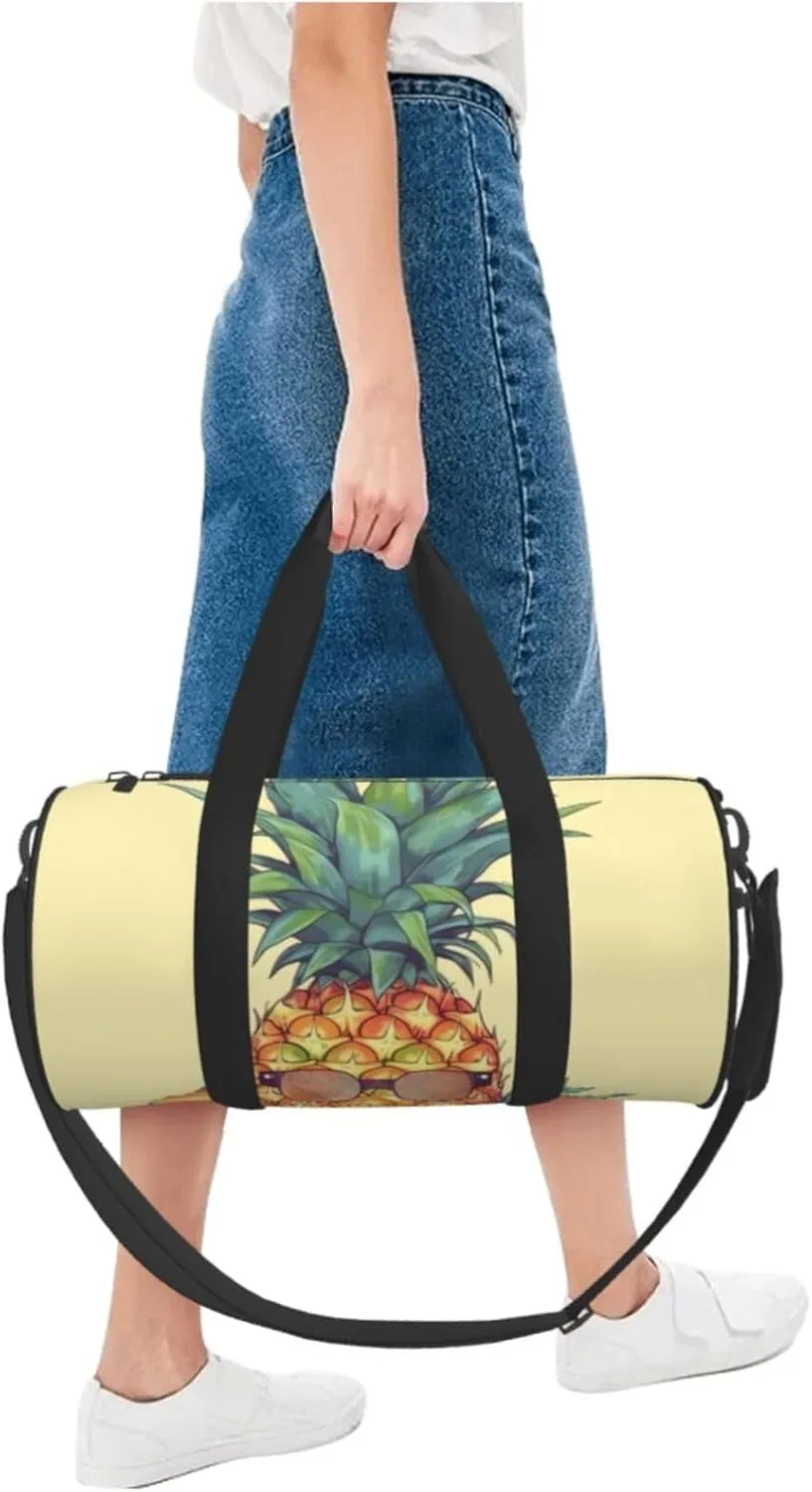 Travel Duffle Bag Weekender Bags for Men Women with Shoe Compartment Large Capacity Weekender Overnight Bag Funny Pineapple Carry On Tote Bags Sport Gym Bag for Travel Yoga