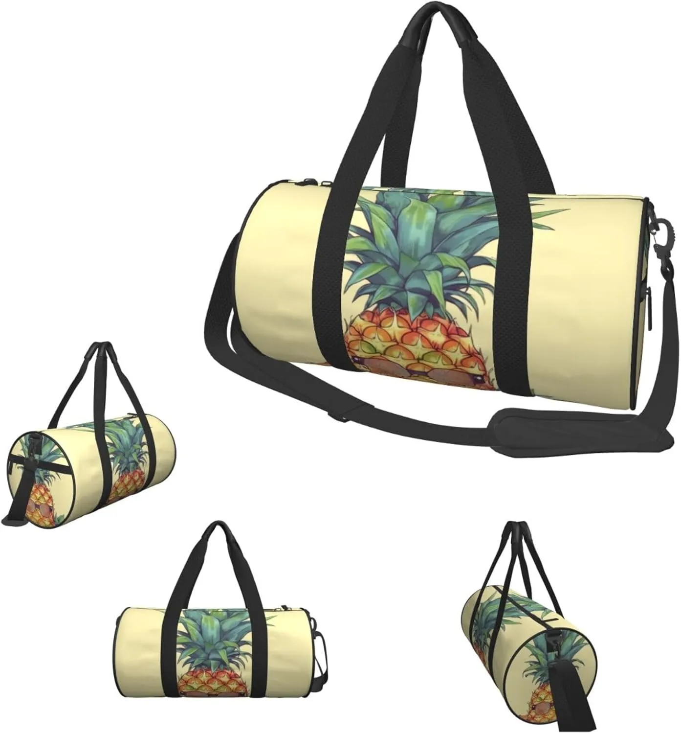 Travel Duffle Bag Weekender Bags for Men Women with Shoe Compartment Large Capacity Weekender Overnight Bag Funny Pineapple Carry On Tote Bags Sport Gym Bag for Travel Yoga